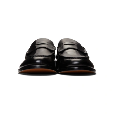 Shop Giorgio Armani Black Penny Loafers In 0002 Nero