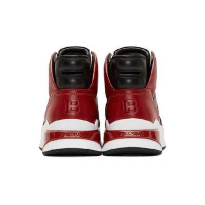 Shop Balmain Black And Red B-ball High-top Sneakers In Mab Roug