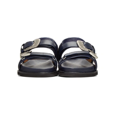 Shop Toga Virilis Navy Fur Sandals In Aj997 Blue