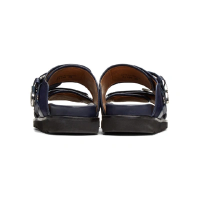 Shop Toga Virilis Navy Fur Sandals In Aj997 Blue