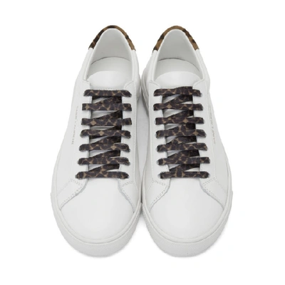 Shop Saint Laurent White Leopard Print Andy Sneakers In 9461 Blcopt