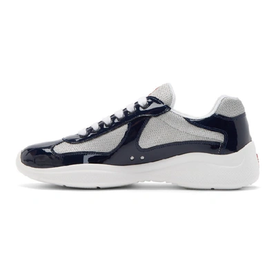 Shop Prada Navy & Silver Vernice America's Cup Trainers In F0fjt Roysi