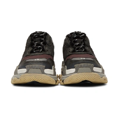 Shop Balenciaga Black And Burgundy Triple S Sneakers In 1091 Bkbrwh