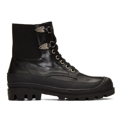 Shop Toga Virilis Black Leather Lace-up Boots In Aj912 Black