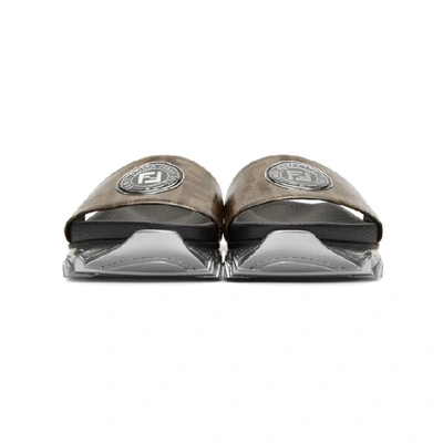 Shop Fendi Brown Logo Slides