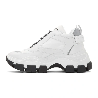 Shop Prada White Block Sneakers In White/black