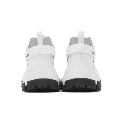 Shop Prada White Block Sneakers In White/black