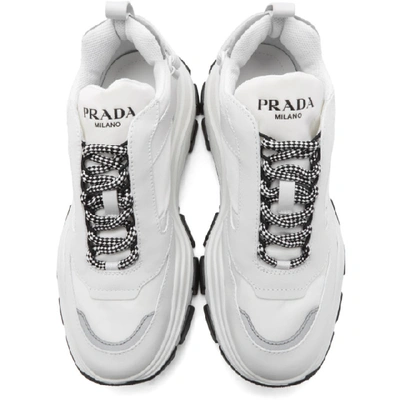 Shop Prada White Block Sneakers In White/black