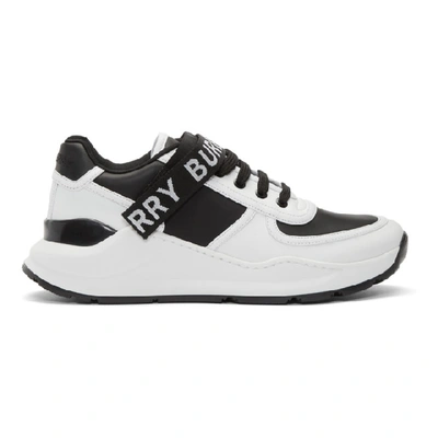 Shop Burberry Black And White Ronnie M Sneakers In Blk Opwhit