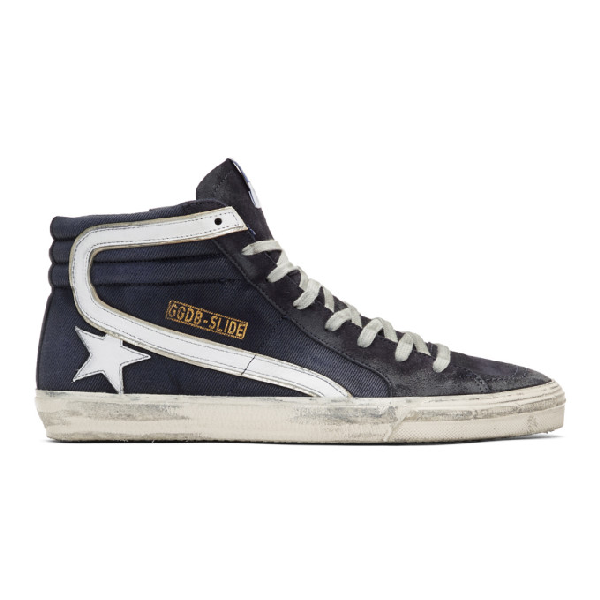 navy blue golden goose sneakers