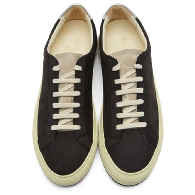 Shop Common Projects Black And Silver Suede Retro Low Sneakers In 7547 Blksil