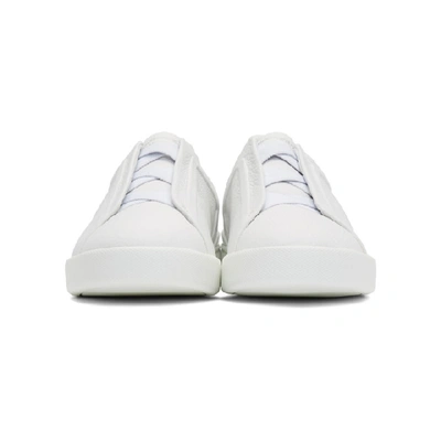 Shop Ermenegildo Zegna White Triple Stitch Slip-on Sneakers