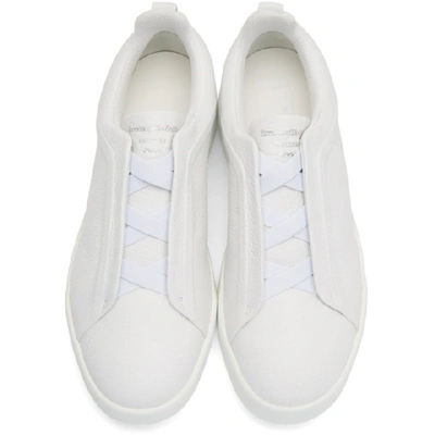 Shop Ermenegildo Zegna White Triple Stitch Slip-on Sneakers