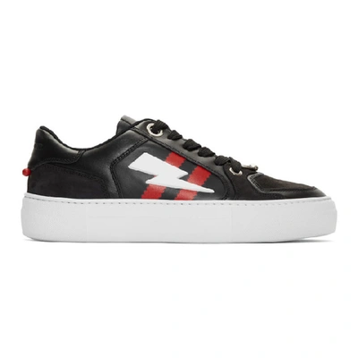 Shop Neil Barrett Black Pierced Modernist Ultra-l Sneakers In 1147 Blk Re