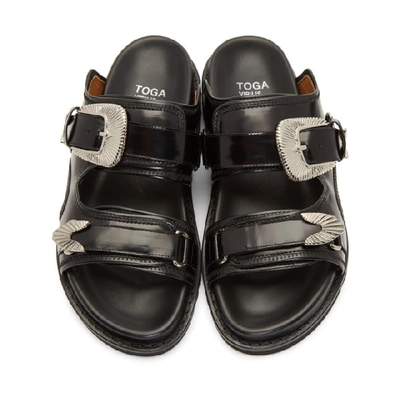 Shop Toga Virilis Black Polished Sandals In Aj997 Black