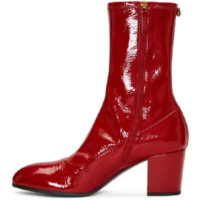 Shop Gucci Red Patent Printyl Boots In 6433 Red