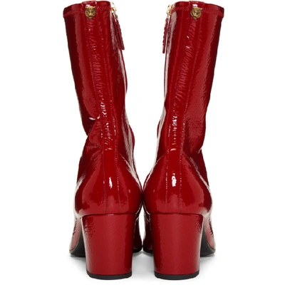 Shop Gucci Red Patent Printyl Boots In 6433 Red