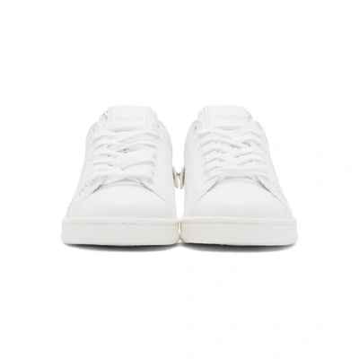 Shop Valentino White  Garavani Vlogo Rockstud Strap Sneakers In 0bo White