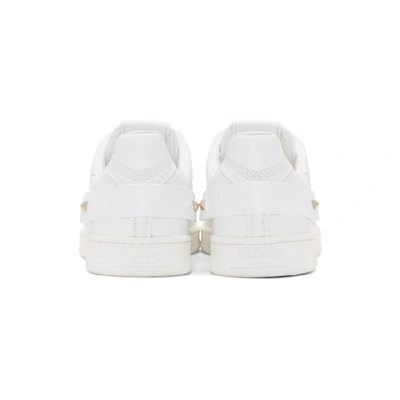 Shop Valentino White  Garavani Vlogo Rockstud Strap Sneakers In 0bo White