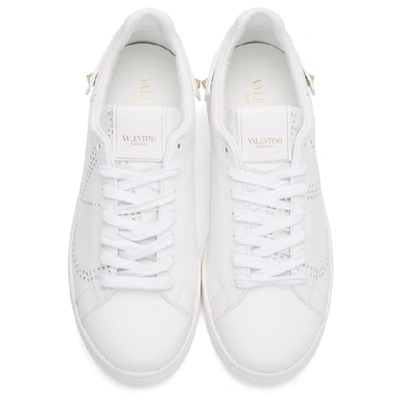 Shop Valentino White  Garavani Vlogo Rockstud Strap Sneakers In 0bo White