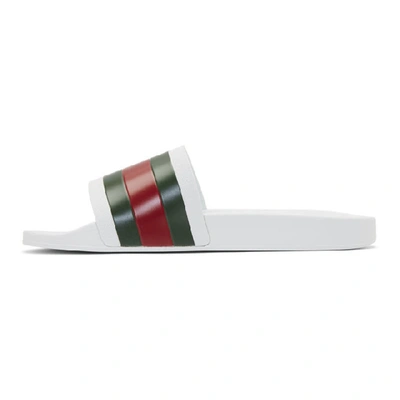 Shop Gucci White Pursuit Pool Slides In 9079 White