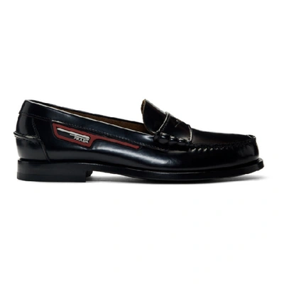 Shop Prada Black Polished Leather Loafers