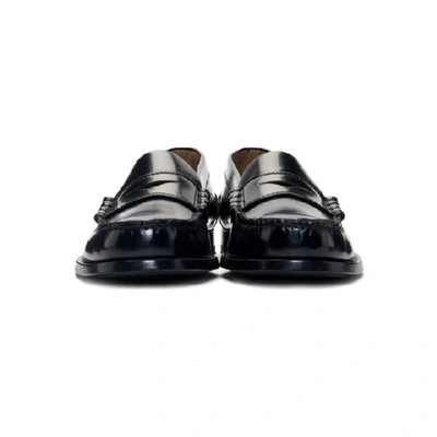 Shop Prada Black Polished Leather Loafers