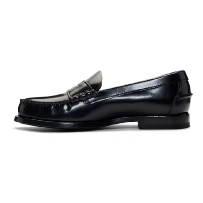 Shop Prada Black Polished Leather Loafers