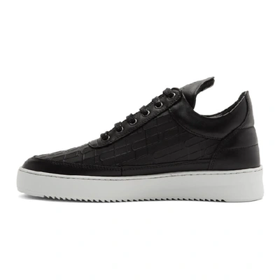 Shop Filling Pieces Black Croc Low Top Ripple Sneakers In 1861 Black