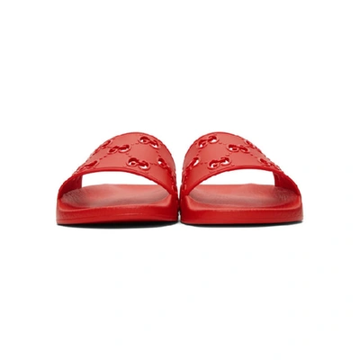 Shop Gucci Red Gg Slides In 6448 Lthibr