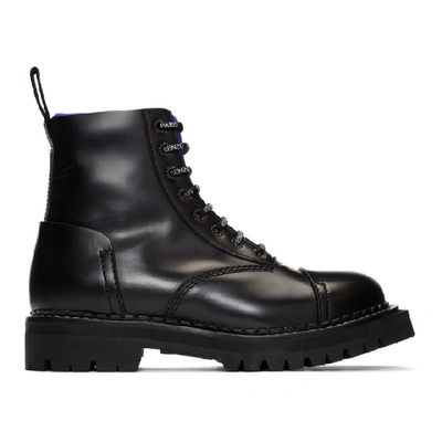 Shop Kenzo Black Kamden Lace-up Boots In 74 Slateblu