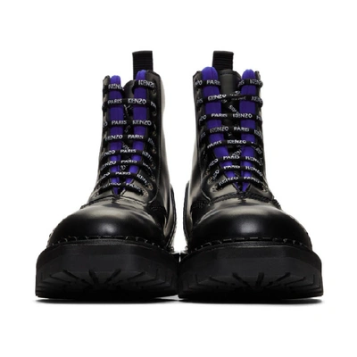 Shop Kenzo Black Kamden Lace-up Boots In 74 Slateblu