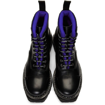 Shop Kenzo Black Kamden Lace-up Boots In 74 Slateblu