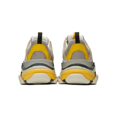 Shop Balenciaga Grey And Yellow Triple S Sneakers
