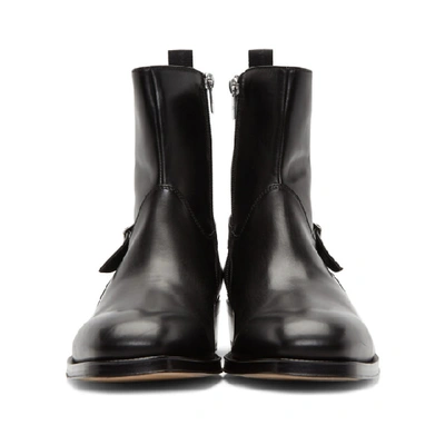 Shop Alexander Mcqueen Black Leather Zip Up Boots In 1081 Black