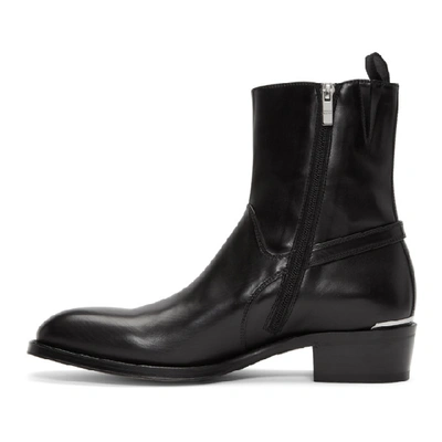 Shop Alexander Mcqueen Black Leather Zip Up Boots In 1081 Black