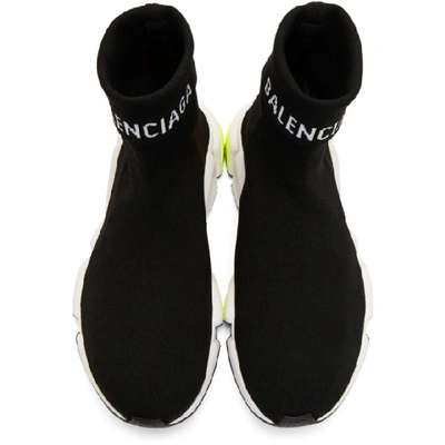 Shop Balenciaga Black Logo Speed Sneakers In 1006blkwht