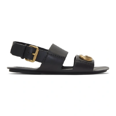 Shop Gucci Black Gg Sandals In 1000 Nero