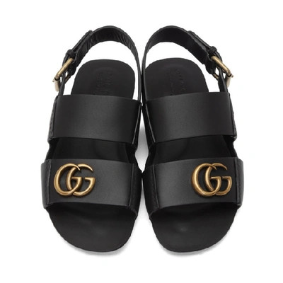 Shop Gucci Black Gg Sandals In 1000 Nero
