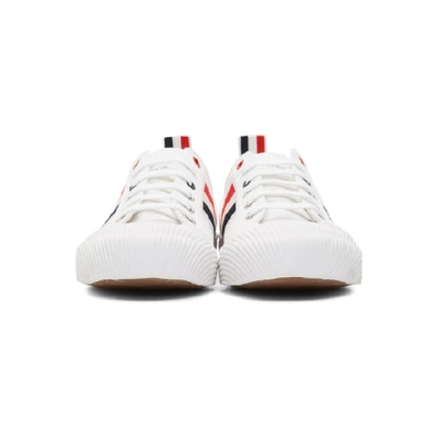 Shop Thom Browne White Canvas Trainer Sneakers In 100 White