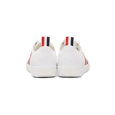 Shop Thom Browne White Canvas Trainer Sneakers In 100 White