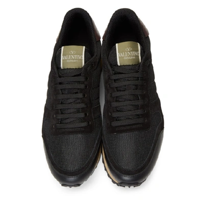 Shop Valentino Black  Garavani Rockrunner Sneakers In H25 Black