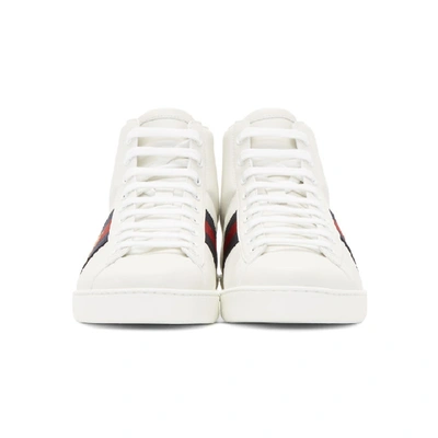 Shop Gucci White Bee New Ace High-top Sneakers In 9095 White