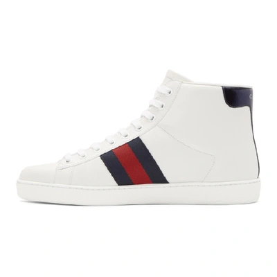 Shop Gucci White Bee New Ace High-top Sneakers In 9095 White