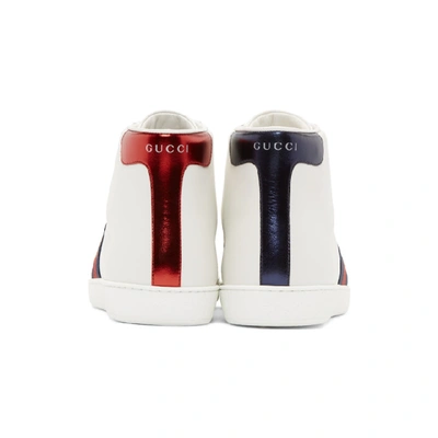 Shop Gucci White Bee New Ace High-top Sneakers In 9095 White