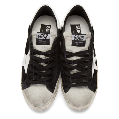 Shop Golden Goose Black And Grey Suede Superstar Sneakers