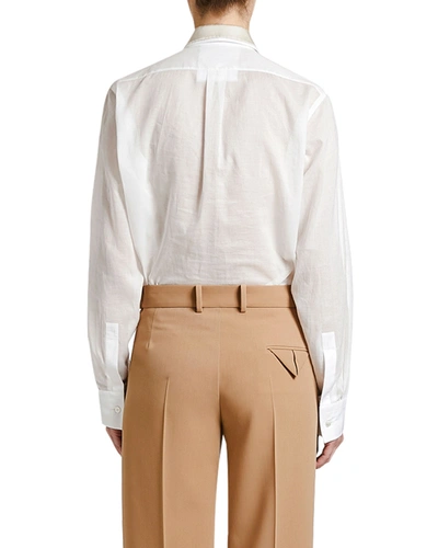 Shop Bottega Veneta Plastron-front Boyfriend Shirt In Off White