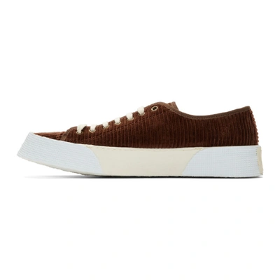 Shop Ami Alexandre Mattiussi Brown Corduroy Vulcanized Sneakers In 201 Cognac