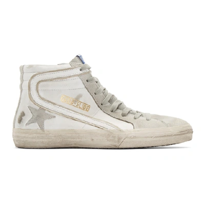 Shop Golden Goose White Slide Sneakers In White Leather