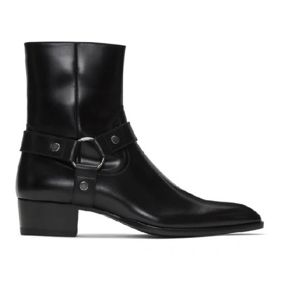 Shop Saint Laurent Black Wyatt Harness Boots In 1000 Nero